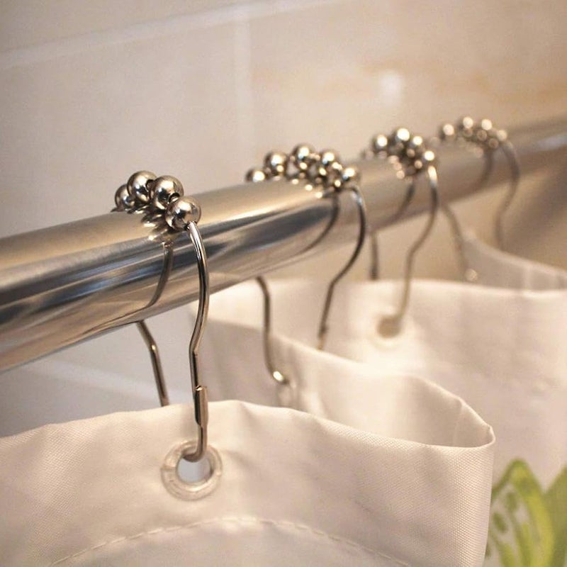 SHOWAY 12 Pcs Stainless Steel Chrome Shower Curtain Ring Hooks - Image 4