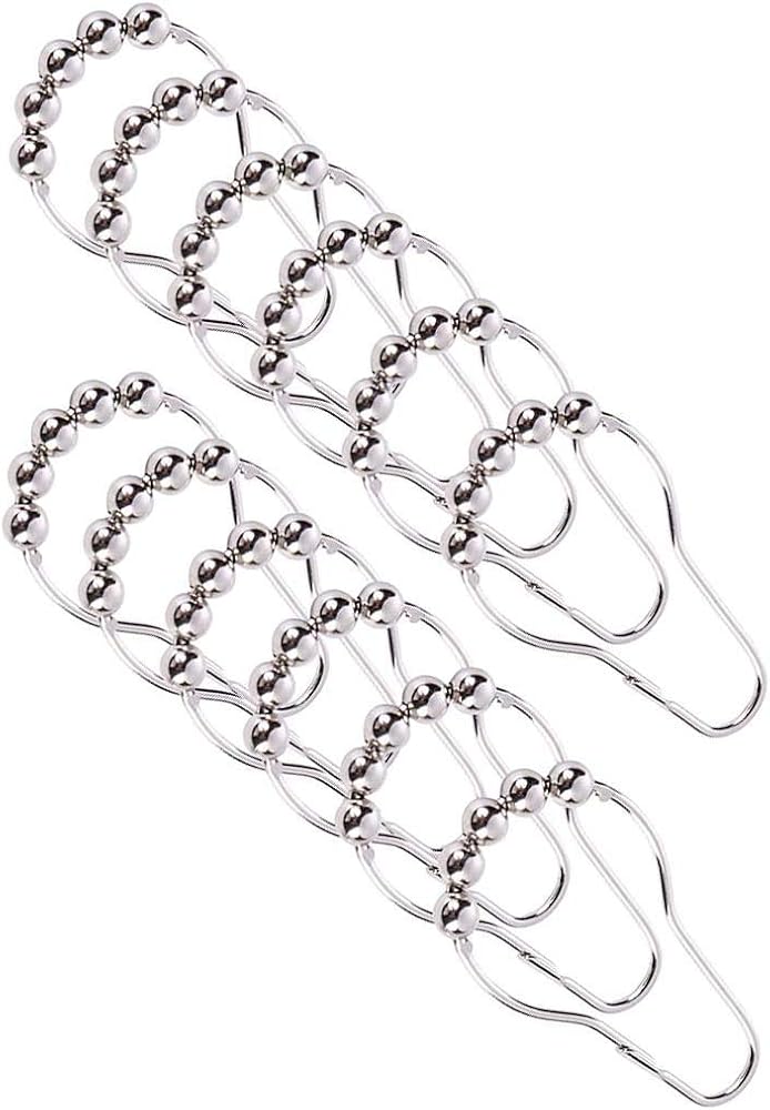 SHOWAY 12 Pcs Stainless Steel Chrome Shower Curtain Ring Hooks - Image 2