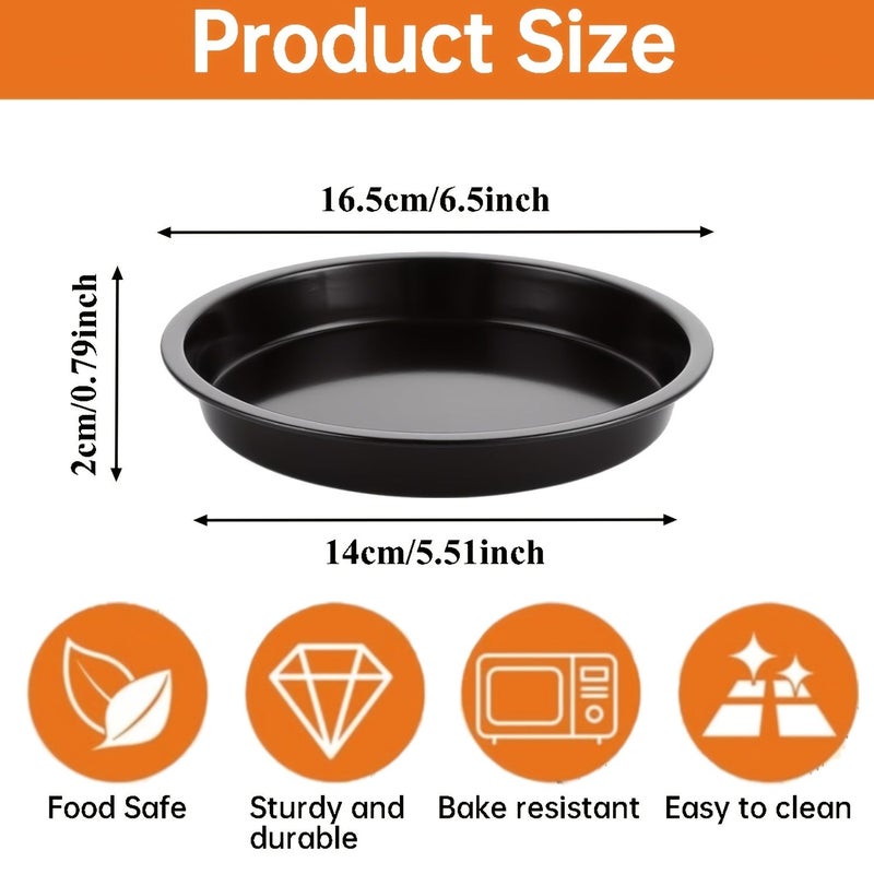 5pcs 6 Inch Carbon Steel Non Stick Pie Molds Baking Pans For Cake Bread And Air Fryer Meat - Image 3
