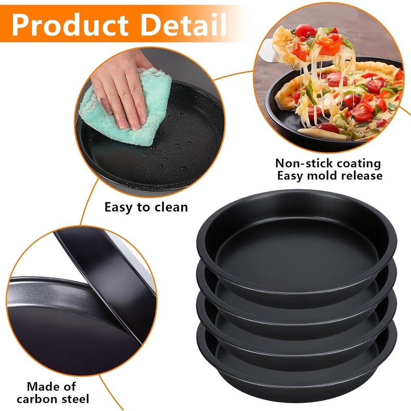 5pcs 6 Inch Carbon Steel Non Stick Pie Molds Baking Pans For Cake Bread And Air Fryer Meat - Image 4