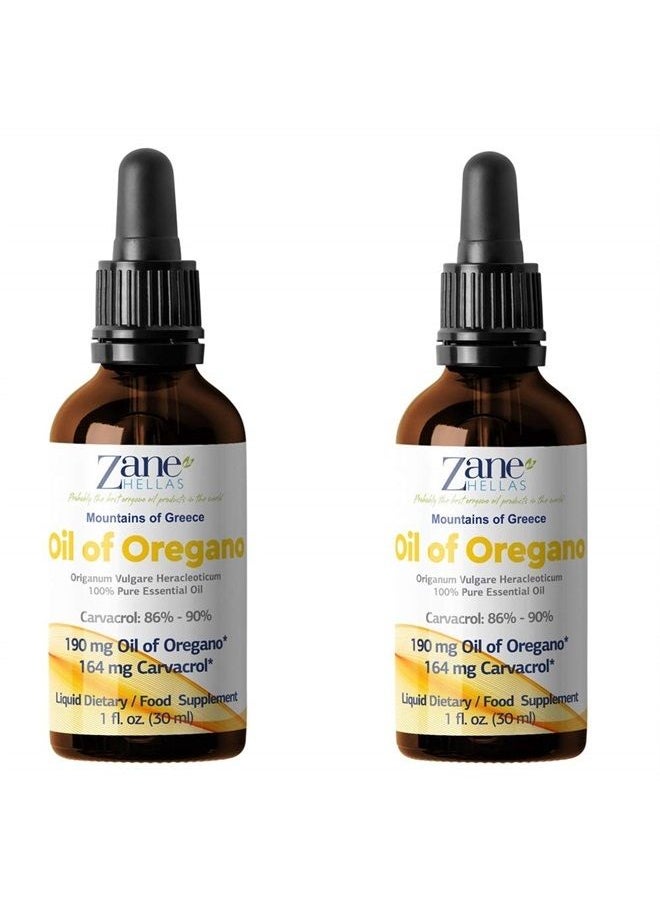 Zane HELLAS Probably the best oregano oil products in the world - Zane Hellas 190 mg Oregano Oil-164 mg Carvacrol per Serving-4 Drops Daily. 100% Greek Undiluted Oil of Oregano. 86%-90% Min Carvacrol. Probably The Best Oregano Oil in The World. 2 fl. oz.- 60ml - Image 1
