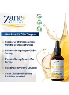 Zane HELLAS Probably the best oregano oil products in the world Zane Hellas 190 mg Oregano Oil-164 mg Carvacrol per Serving-4 Drops Daily. 100% Greek Undiluted Oil of Oregano. 86%-90% Min Carvacrol. Probably The Best Oregano Oil in The World. 2 fl. oz.- 60ml  - Image 5