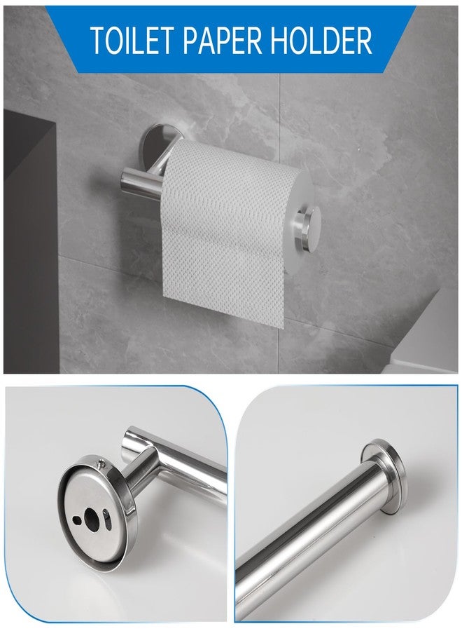 SOLVEX Chromed Bathroom Hardware Set, 5 Pieces Bathroom Accessories Set,SUS304 Stainless Steel 16 Inch Bath Towel Bar Set Wall Mounted,Robe Towel Hooks, Toilet Paper Holder,Towel Racks for Bathroom SP-60008 - Image 2