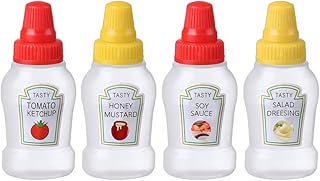 HYMAOME HYMAOME 4pcs Mini Condiment Squeeze Bottle Ketchup/Soy Sauce/Honey/Salad Dressing Container Portable Reusable Lunchbox  - Image 1