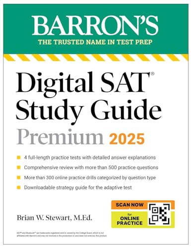 Sat Premium Study Guide 2025 4 Practice Tests Comprehensive Review Online Practice 