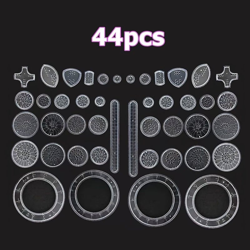 44 Pcs Transparent Geometric Drawing Kit Precision Gears Templates For Artists Teachers Gifts - Image 4