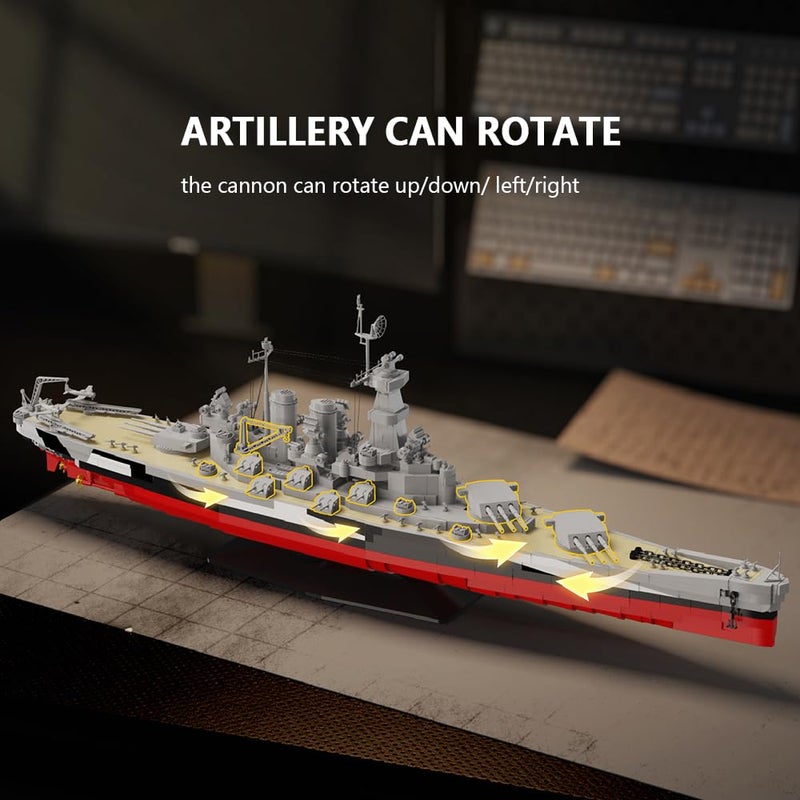 DUANT USS North Carolina (BB-55) Battleship Building Kit, WW2 US Navy High-Speed Battleship, a Toy Gift Warship for Military Enthusiasts and Adults (39106) - Image 5