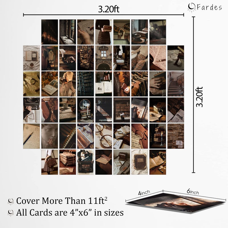 Fardes Dark Academia Room Decor, 50pcs Vintage Wall Collage Kit Aesthetic Pictures, Vintage Posters for Room Aesthetic Stuff Tiktok, Aesthetic Wall Decor for Teen Girls Bedroom, Light Academia Room Decor - Image 3