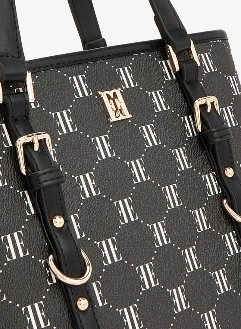 ELLE Monogram Print Tote Bag With Zip Closure - Image 4