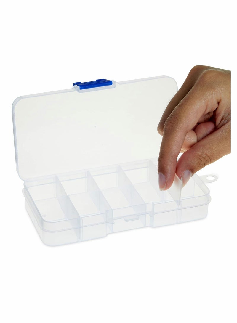 Organizer Box, 10 Grids Plastic Jewelry Organizers with Adjustable Dividers Clear Storage Container for Beads Crafts Fishing Tackles 2 Pack - Image 5