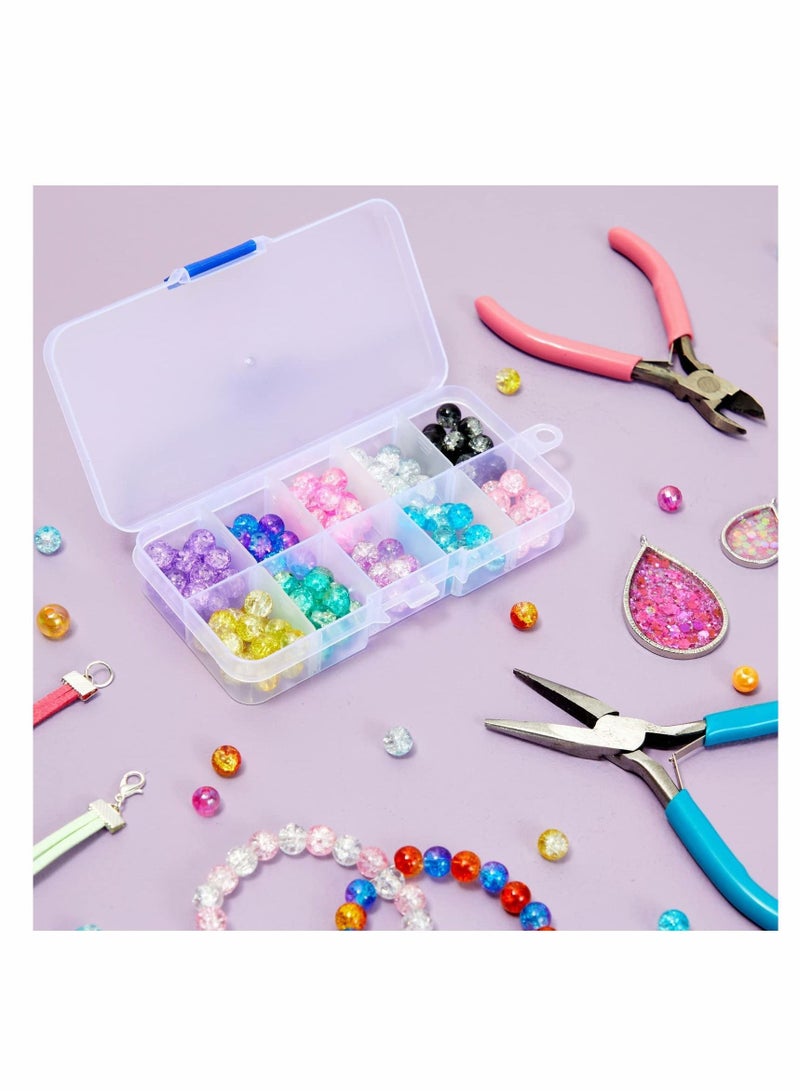 Organizer Box, 10 Grids Plastic Jewelry Organizers with Adjustable Dividers Clear Storage Container for Beads Crafts Fishing Tackles 2 Pack - Image 2