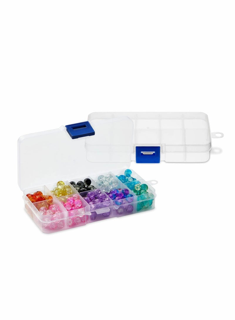 Organizer Box, 10 Grids Plastic Jewelry Organizers with Adjustable Dividers Clear Storage Container for Beads Crafts Fishing Tackles 2 Pack - Image 1