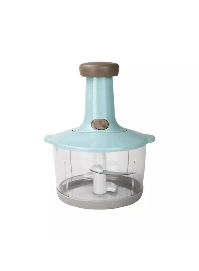 Manual Push Food Chopper with 3 Stainless Steel Blades, Egg Whisk & Non-Slip Base - Image 1