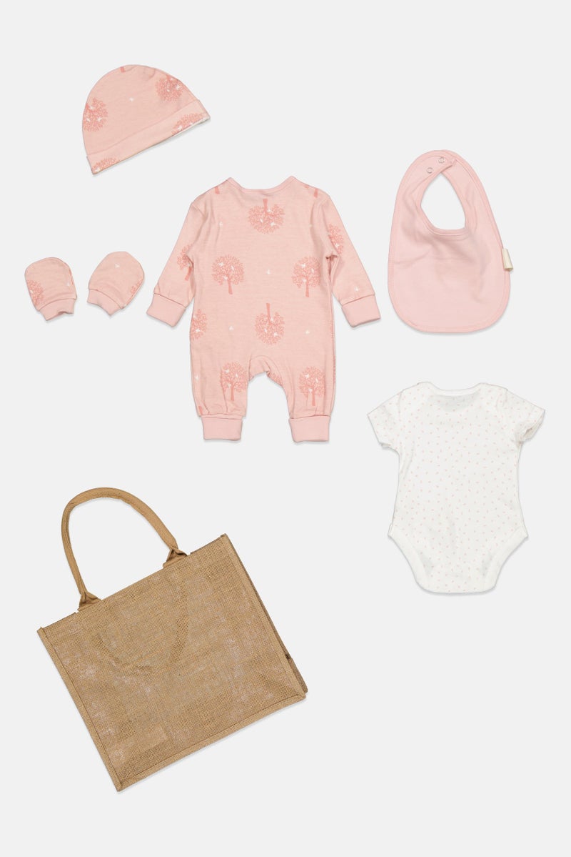 Home Grown Baby Toddlers Girls 6 Pieces Gift Sets With Bag, Pink  - Image 2