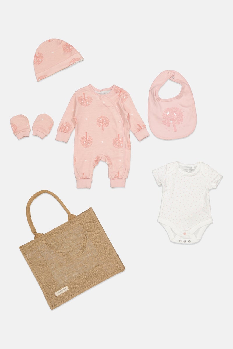 Home Grown Baby Toddlers Girls 6 Pieces Gift Sets With Bag, Pink  - Image 1