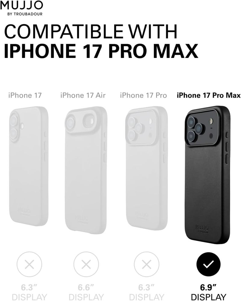 موجو جراب آيفون  برو ماكس جلدي أسود بشحن لاسلكي مغناطيسي - Image 5