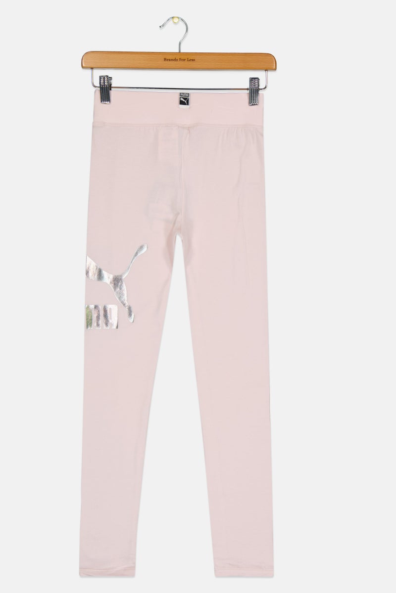 PUMA ملابس رياضية للبنات للأطفال بشعار العلامة التجارية، خارجية، ضيقة، وردية - Image 3