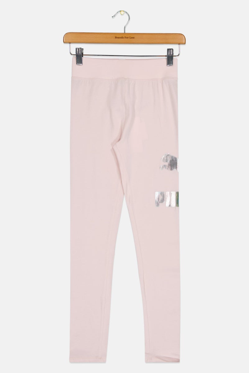 PUMA ملابس رياضية للبنات للأطفال بشعار العلامة التجارية، خارجية، ضيقة، وردية - Image 2