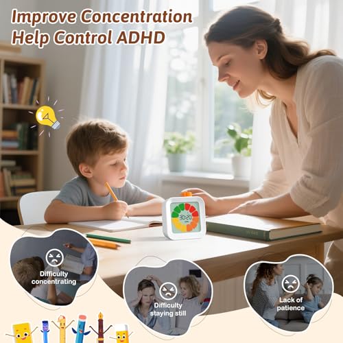 EooCoo Digital Visual Timer for Kids,99-Minute Silent Countdown Count Up Rotation Productivity Timers,Color Petal Progress,Mins/Secs Switch,Time Management Education Tool for School,Office,ADHD-White - Image 4
