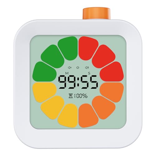 EooCoo Digital Visual Timer for Kids,99-Minute Silent Countdown Count Up Rotation Productivity Timers,Color Petal Progress,Mins/Secs Switch,Time Management Education Tool for School,Office,ADHD-White - Image 1