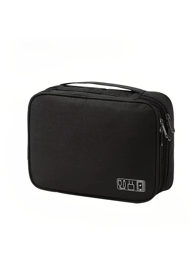 Black Electronic Storage Bag For Cables Phone Hard Disk Travel Accessories Organizer - Image 1