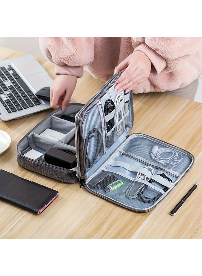 Black Electronic Storage Bag For Cables Phone Hard Disk Travel Accessories Organizer - Image 4