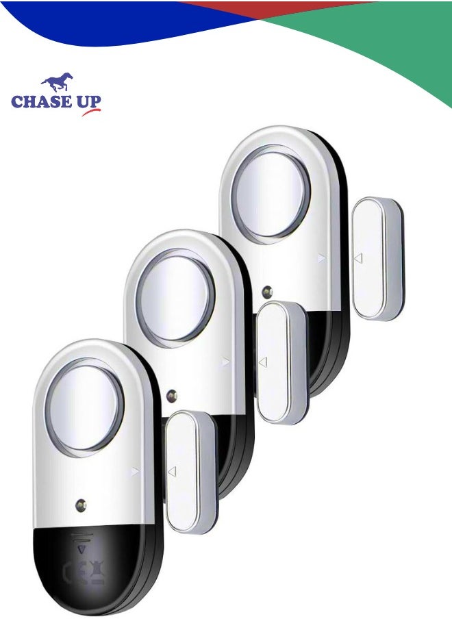Chase Up 120 DB Loud Door and Window Open Alarm Sensor 3 Pack for Kids, Dementia Patients Safety, Burglar Anti-Theft Wireless Security Alarms Keep Your Home, Pool, Cabinet, Business Safe  - Image 1