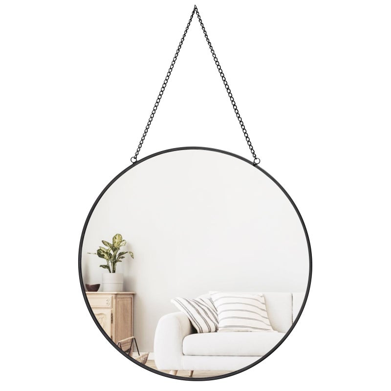 Dahey Hanging Circle Mirror Wall Decor Small Gold Round Mirror with Hanging Chain for Living Room Bathroom Bedroom1175 Black