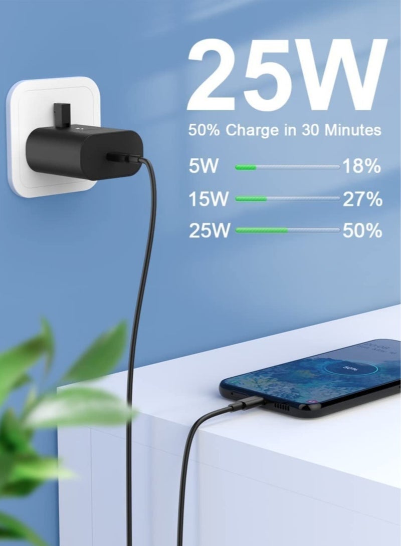 ELTRAZONE شاحن USB C بقدرة 25 واط بديل لهواتف سامسونج جالاكسي S23/S23 ألترا/S22/S22+/S21/S21 FE/A73/A23/A33/A53/Z Flip 4/Z Fold 4، شاحن سريع PD3.0 و PPS مع كابل شحن بطول 3 متر - Image 1
