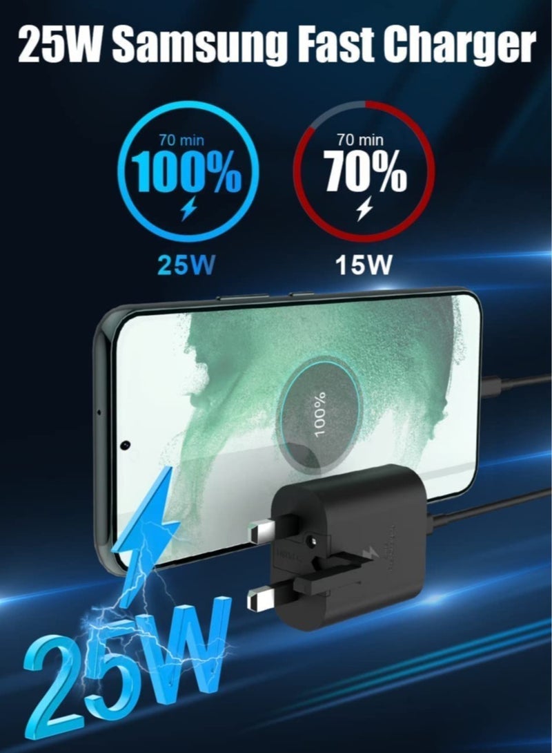 ELTRAZONE شاحن USB C بقدرة 25 واط بديل لهواتف سامسونج جالاكسي S23/S23 ألترا/S22/S22+/S21/S21 FE/A73/A23/A33/A53/Z Flip 4/Z Fold 4، شاحن سريع PD3.0 و PPS مع كابل شحن بطول 3 متر - Image 2