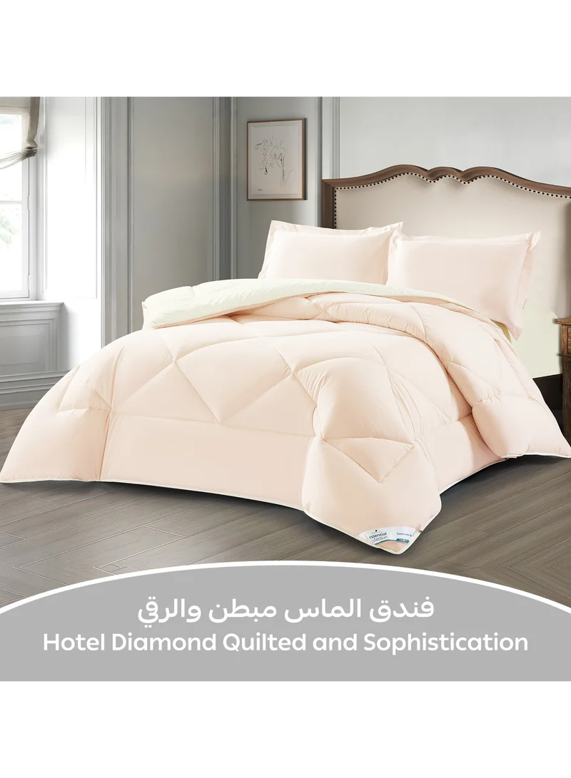 Donetella Bedding Comforter Set, King Size Fits 260X240 cm - 3-Pcs Solid Quilted Bed Set, Microfiber Fabric - 1 Comforter And 2 Pillow Shams