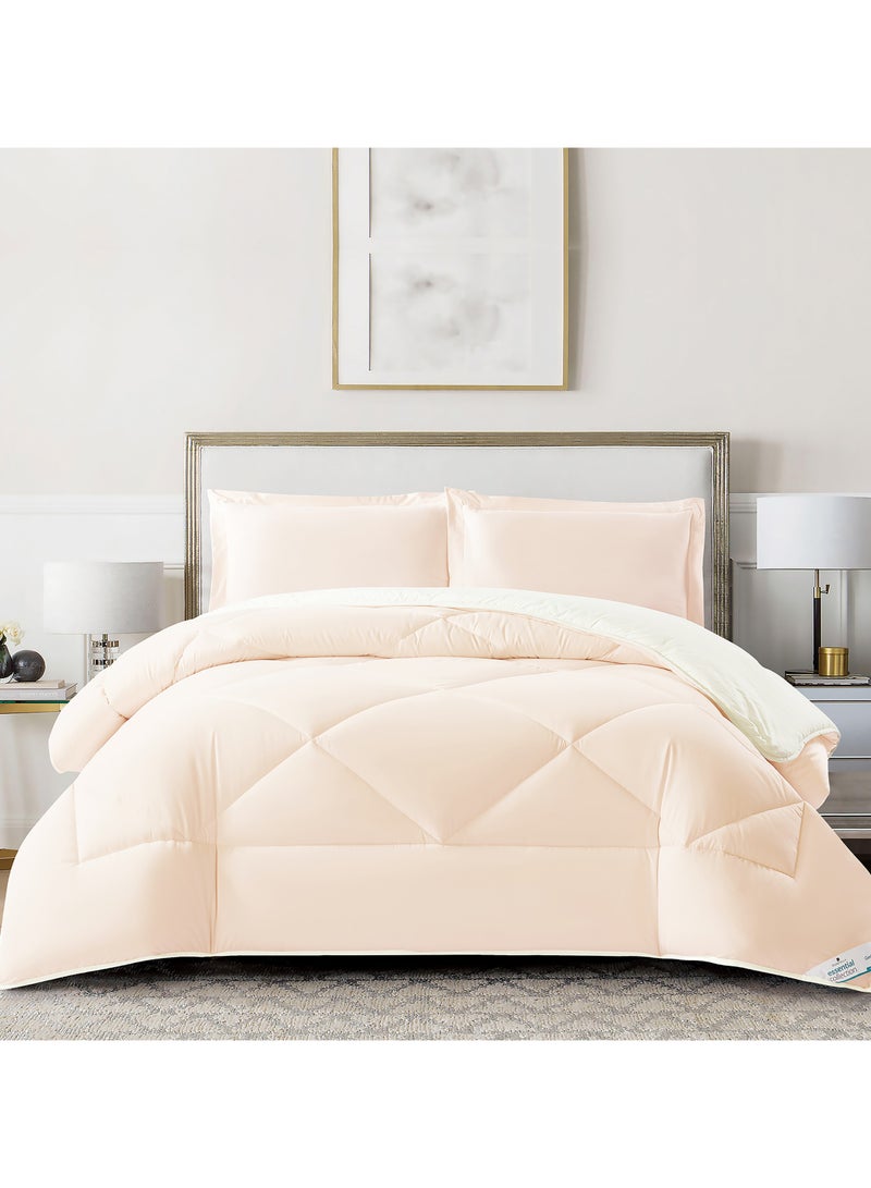 Donetella Bedding Comforter Set, King Size Fits 260X240 cm - 3-Pcs Solid Quilted Bed Set, Microfiber Fabric - 1 Comforter And 2 Pillow Shams  - Image 1