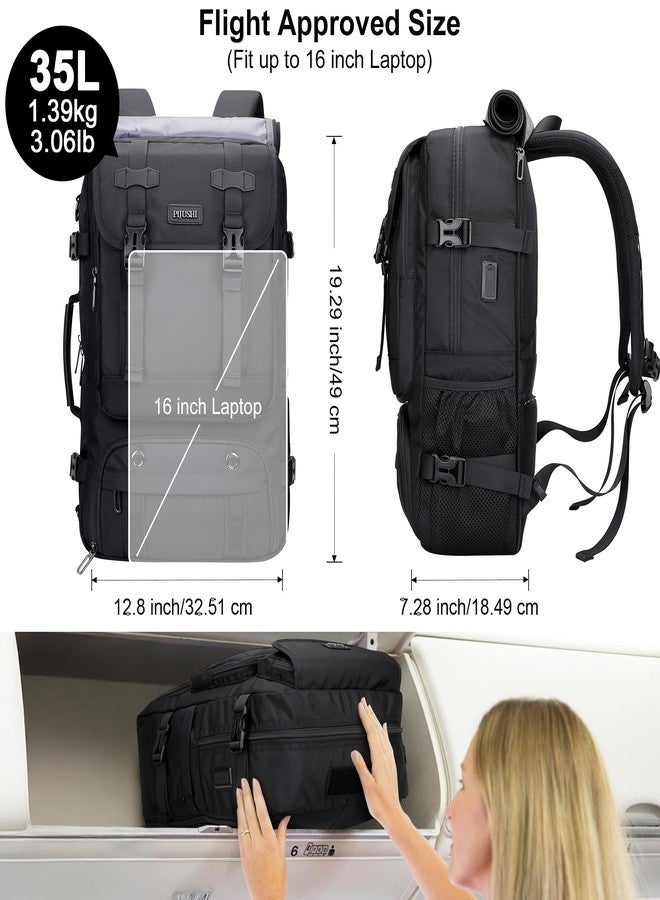 PIJUSHI Travel Backpack for Women Men Carry on Luggage Backpack Flight Approved Convertible Duffle Bag Fit 16 Inch Laptop(PE037 Black) - Image 5