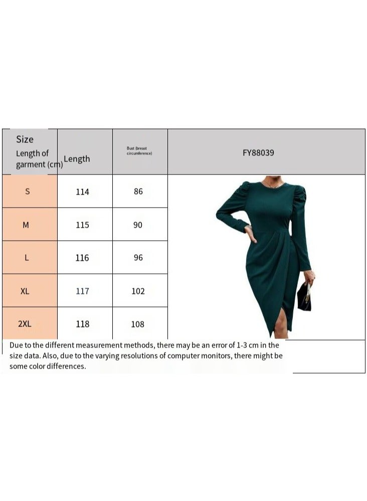 general Solid-color Fitted Dress With Irregular Slit At The Waist - Image 3