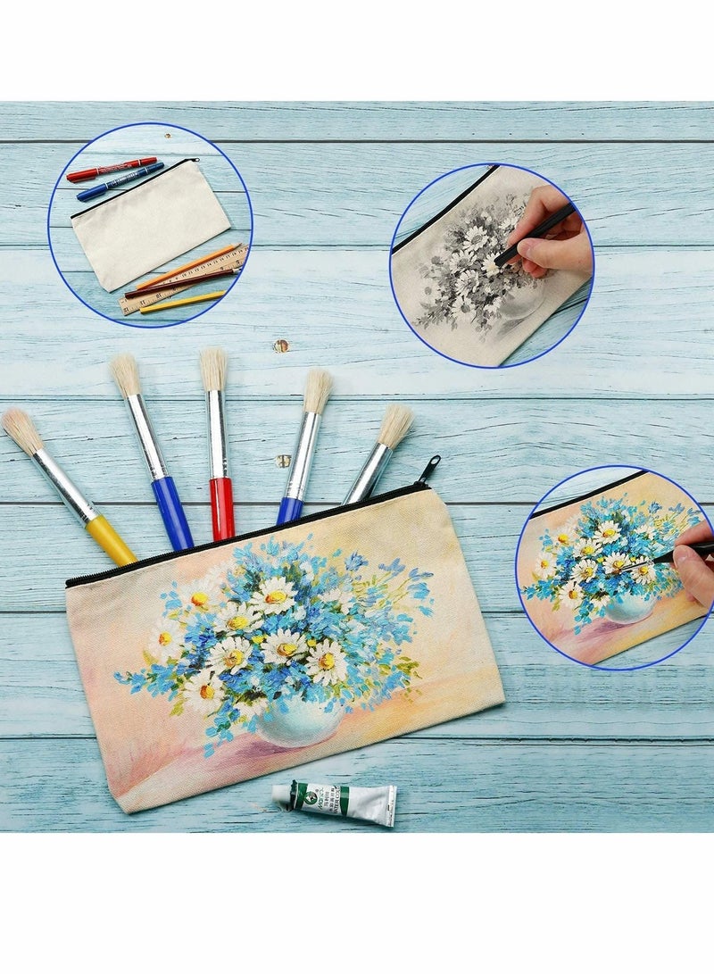 SYOSI 10Pack DIY Cosmetic Bag with Zipper, Blank Makeup Bags Pencil Case DIY Cotton Canvas Cosmetic Pouches Bags Multi-purpose Travel Toiletry Bag, DIY Gift Travel Toiletry Bags  - Image 2