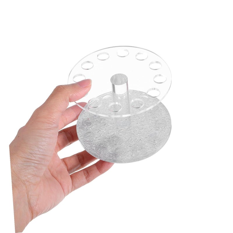 Round Nail Art Pen Holder Silver Transparent Brush Stand for Nail Art Tools Uv Gel and Polish Portable Durable Brush Holder for Organized Work Space - Image 4