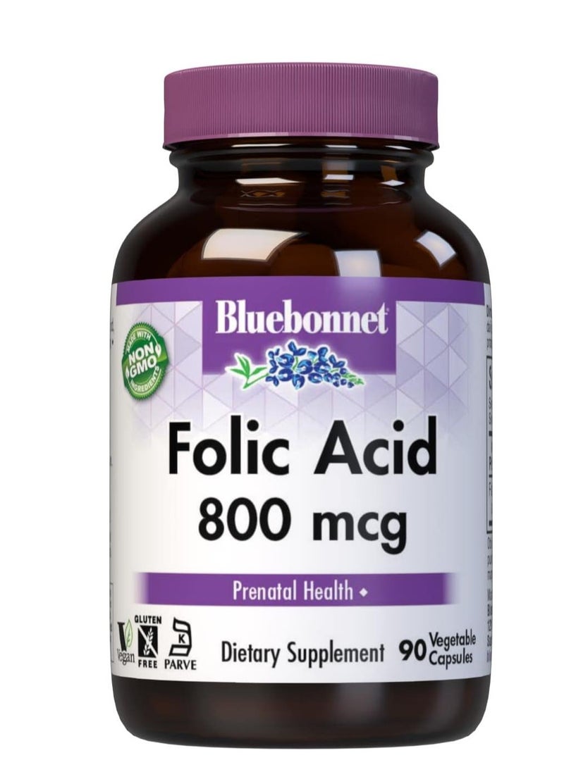 Bluebonnet Nutrition - Blue Bonnet 800 Mcg Folic Acid - 90 Capsules - Image 1