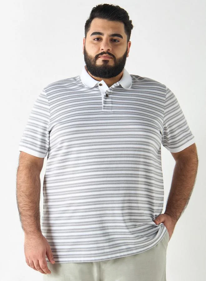 Splash FAV Striped Polo T-shirt with Short Sleeves and Button Closure