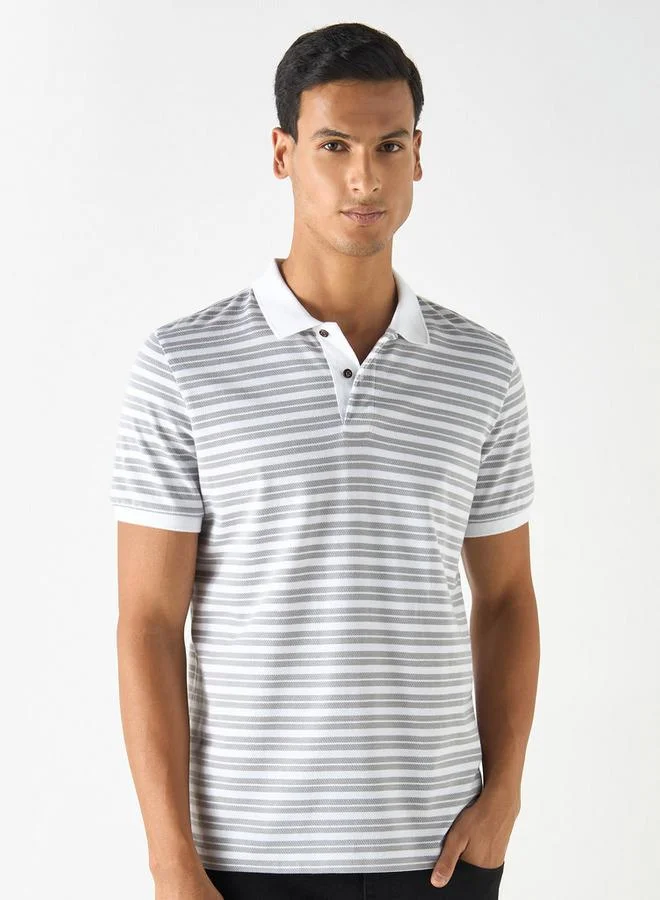 Splash FAV Striped Polo T-shirt with Short Sleeves and Button Closure