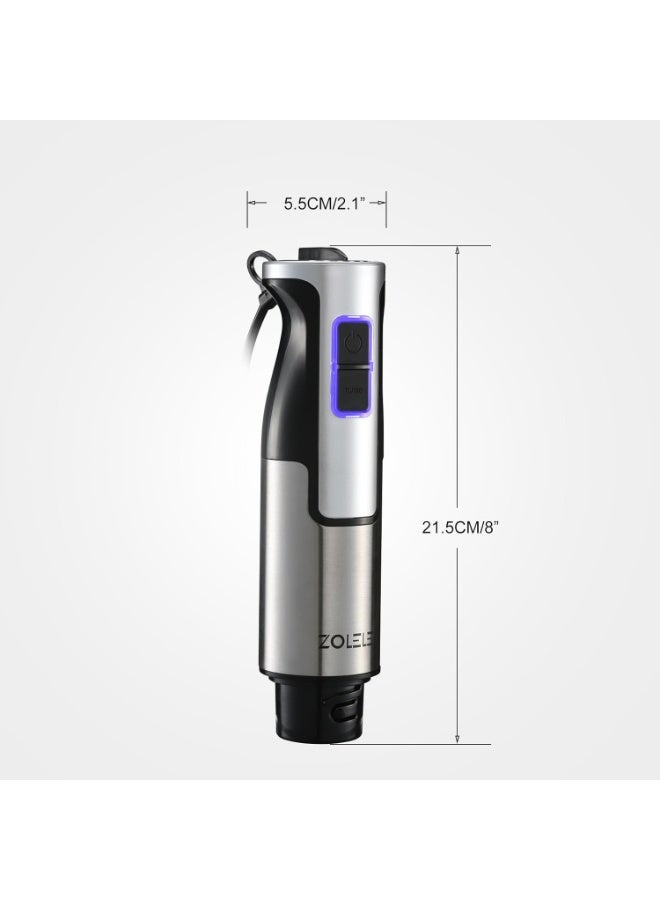 ZOLELE HB1200 4 in 1 Immersion Electric Hand Blender Powerful 4-in-1 Kitchen Appliance for Blending, Chopping, Whisking, and Pureeing with Low Noise 800W Motor, 20 Speeds, 4-in-1 Attachments - White - Image 4