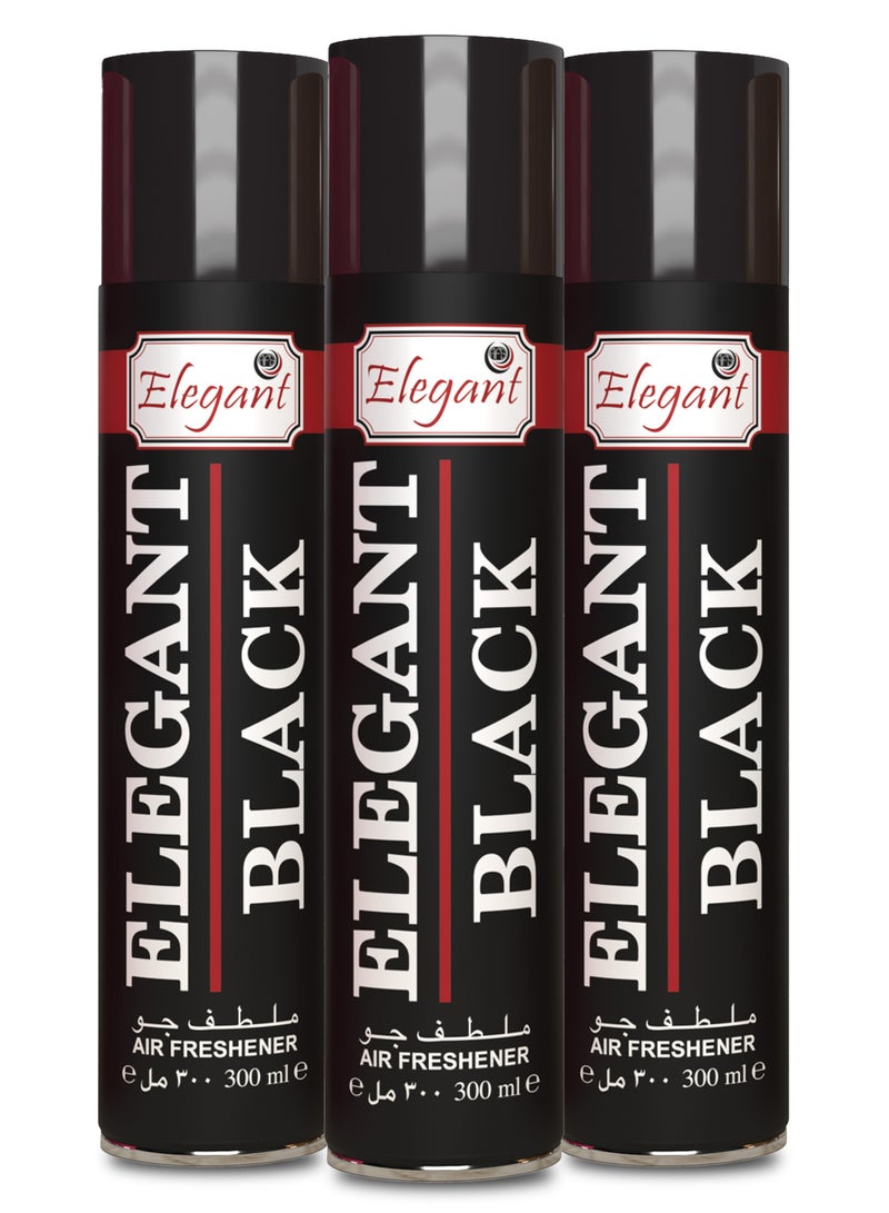 Elegant Black Air Freshener Spray 300ML Pack of 3  - Image 1