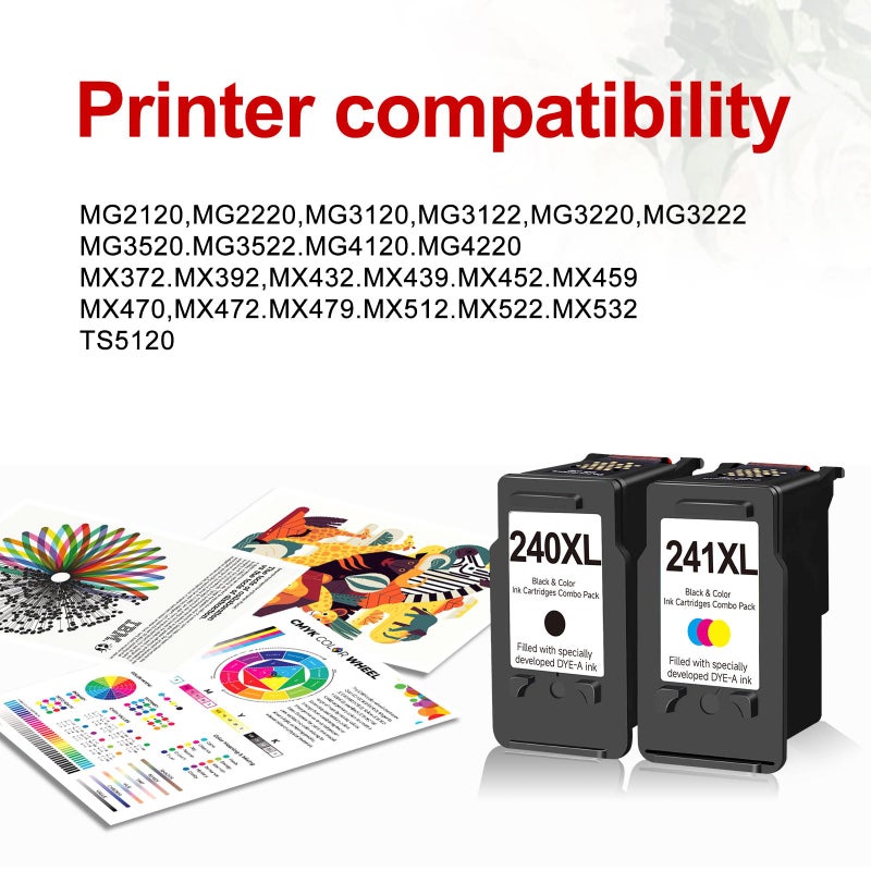Oillike 240xl 241xl Ink Cartridges Replacement Compatible for Canon PG-240 CL-241 XL pg240 cl241 Combo Pack for MG3620 MG3600 MG3520 TS5120 MG2120 MX472 MX452 MX512 MX532 Printer (1 Black,1 Color) - Image 2
