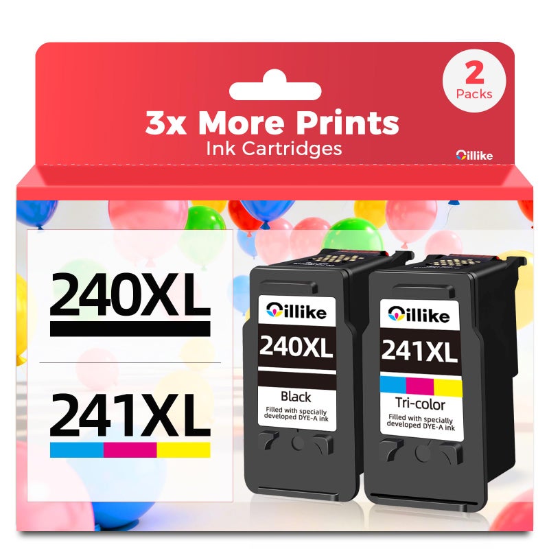 Oillike 240xl 241xl Ink Cartridges Replacement Compatible for Canon PG-240 CL-241 XL pg240 cl241 Combo Pack for MG3620 MG3600 MG3520 TS5120 MG2120 MX472 MX452 MX512 MX532 Printer (1 Black,1 Color) - Image 1