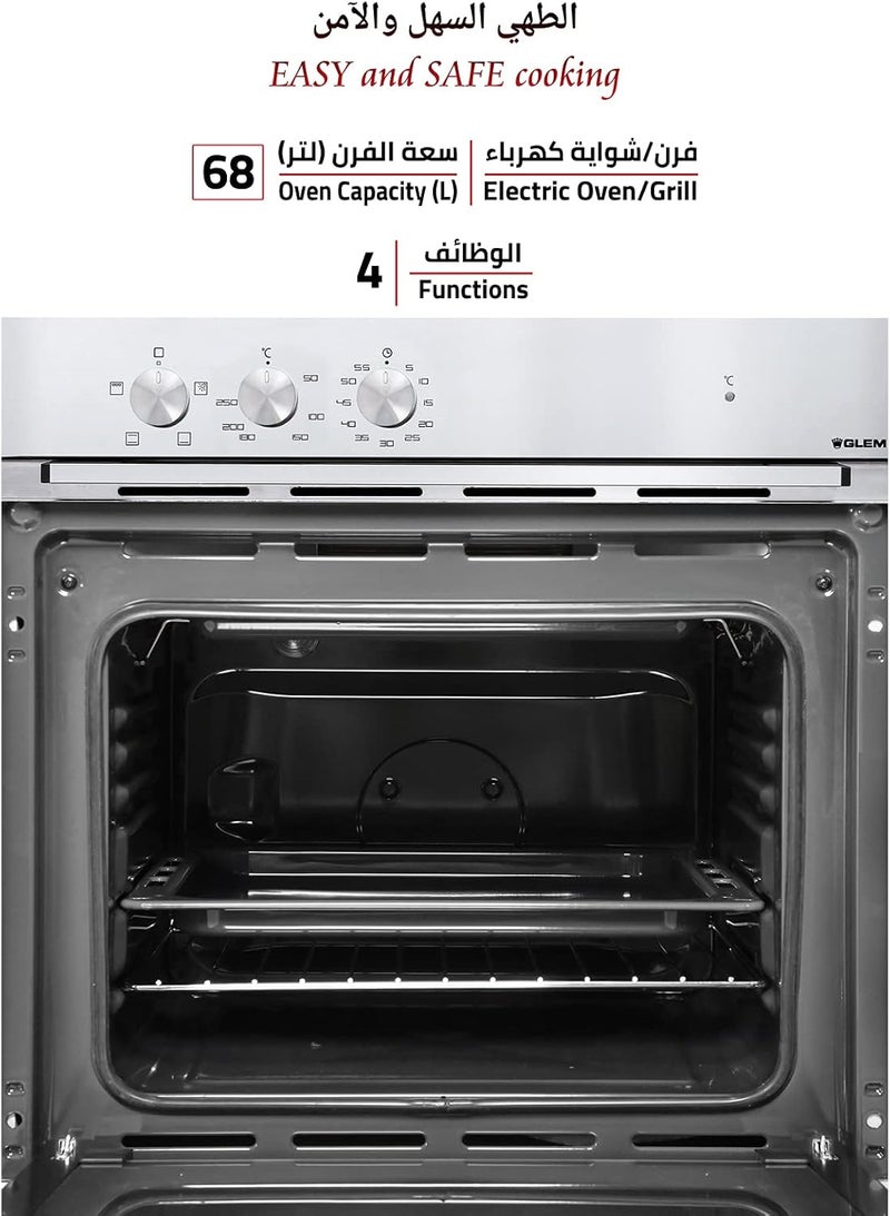 GLEMGAS Glem 60 Liter Built-In Electric Oven with 4 Cooking Programs - Model No FE43X - Image 4
