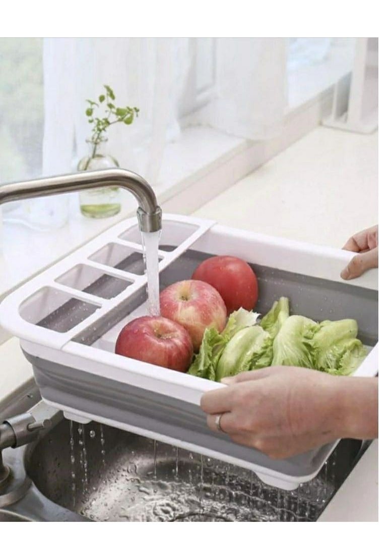 Dish Drainer with Drain Board, Foldable and Open Dish Drying Rack Folds for Easy Storage of Dishes, Portable Dish Organizer for Kitchen, Camping, RV, Silicone Plastic IR - Image 2