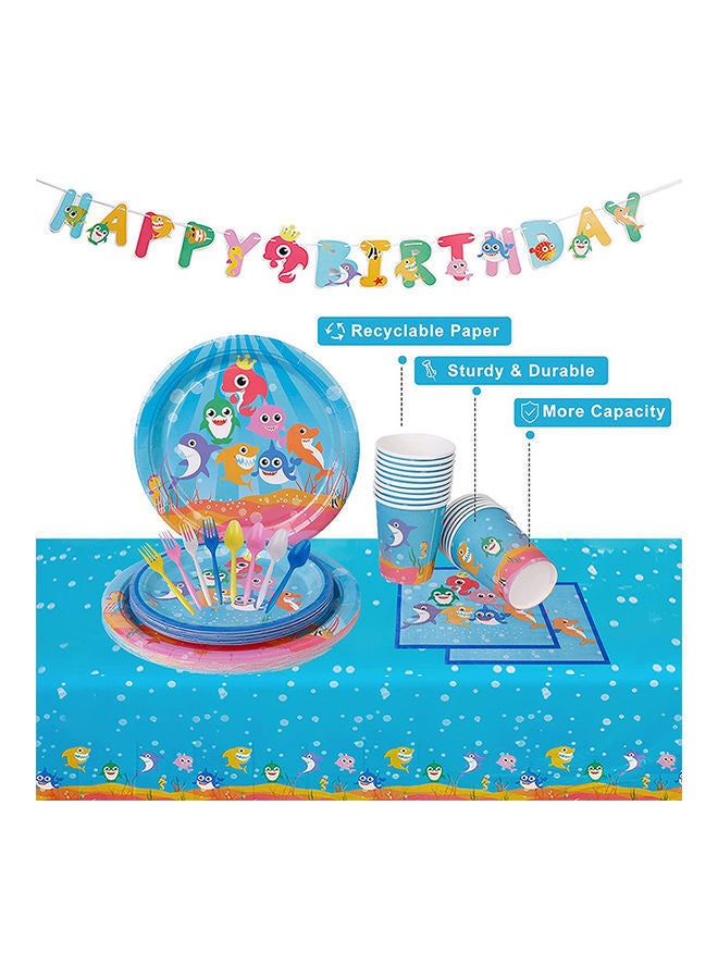 NIBEMINENT 114-Piece Baby Shark Birthday Disposable Tableware Set - Image 5