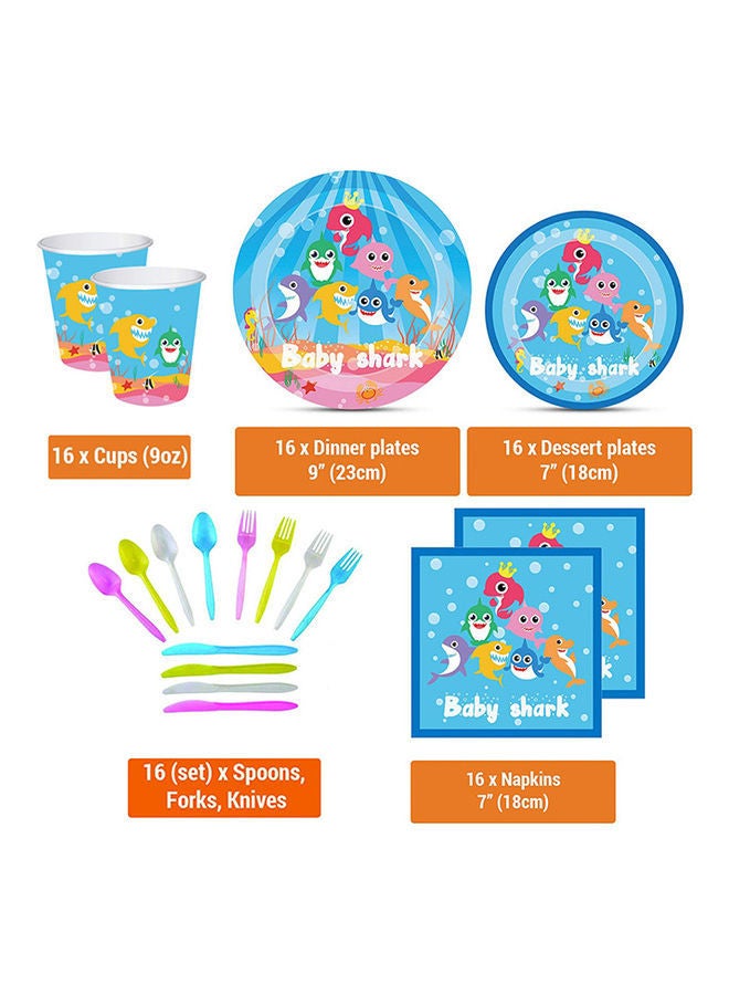 NIBEMINENT 114-Piece Baby Shark Birthday Disposable Tableware Set - Image 3