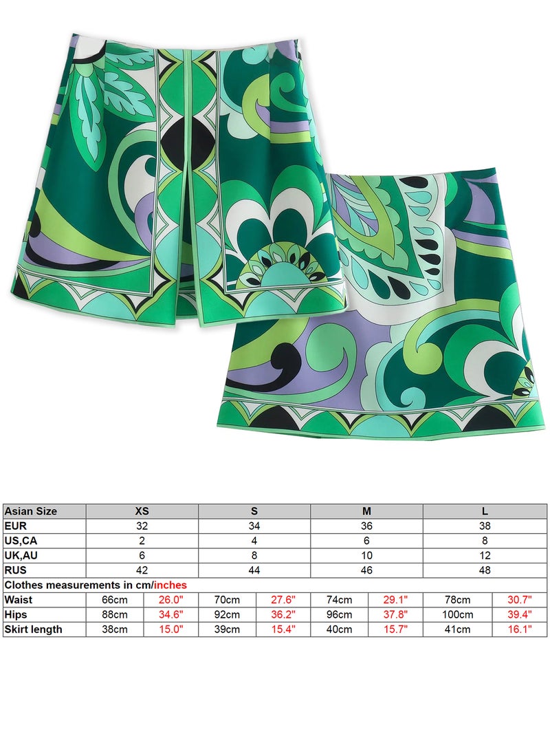 Women Printed Mini Skirt Side Zipper Holiday Beach Skirts - Image 2