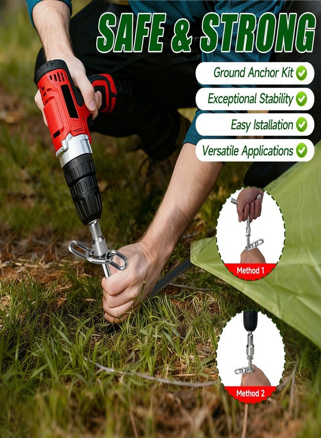 YIYAO 10 Pack Screw in Tent Stakes Heavy Duty,8 ’’ Ground Anchors Screw in,Metal Stakes with Hex Head Driver and Sturdy Storage Bag. (10) - Image 4