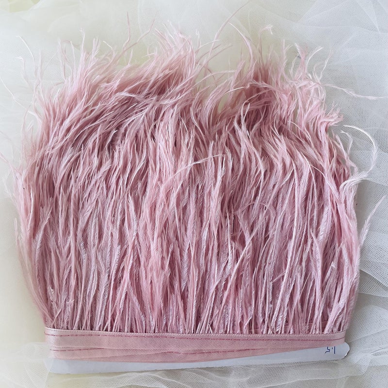 34 Colours Quality Ostrich Feather Trimming Fringe for Millinery Craft Dress Making Dusky Pink